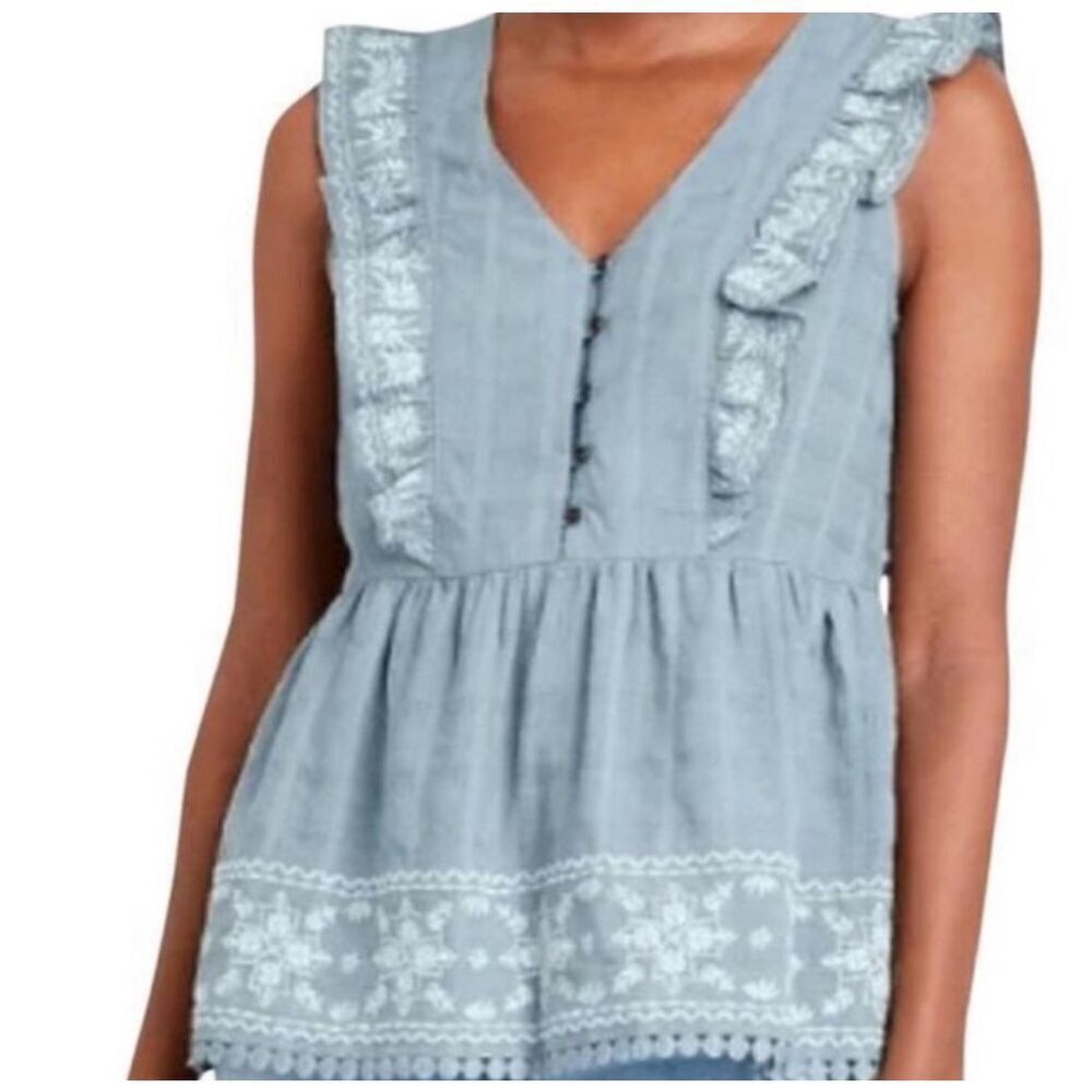 Knox Rose Ruffle Embroidered Sleeveless Top Cottagecore Size XXL NWOT